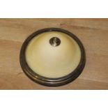 Brass ceiling light with cream shade {23 cm H x 38 cm Dia.}.