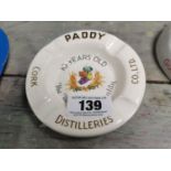 Paddy Cork Distillers Whiskey Arklow pottery advertising ashtray {13 cm Dia.}.