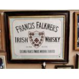 Francis Faulkner's Irish Whiskey framed advertising print {61 cm H x 74 cm W}.