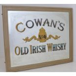 Cowan's old Irish Whiskey advertising mirror {90 cm H x 104 cm W}