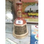Bell's Scotch Whiskey ceramic bottle { 26cm H X 15cm Dia }.