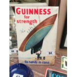 Rare Guinness is For Strength - So handy in cans celluloid advertising show card {30 cm H x 20 cm