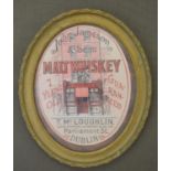 John Jameson & Sons Malt Whiskey oval advertising in original frame {60 cm H x 50 cm W}