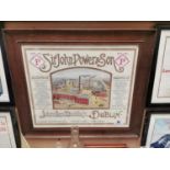 John Power's and Sons Johns Lane Distillery framed advertising print {52 cm H x 59 cm W}.