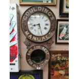Goulding's Manures are the best for all crops advertising clock {80 cm H x 46 cm W}.