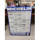 Michelin tyre pressure tin plate advertising sign {86 cm H x 63 cm W}