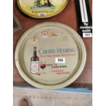 Herring Brandy tin plate drinks tray. {34 cm W x 34 cm H}.