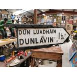 Rare Dunlavin alloy finger post sign {29 cm H x 82 cm W}.