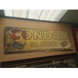 Gallaher's Condor Sliced transfer tin plate advertising sign {41 cm H x 121 cm W}.