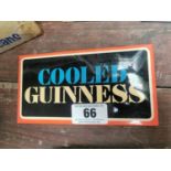 Cooled Guinness celluloid advertising show card {10 cm H x 18 cm W}.