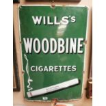 Will's Woodbine cigarettes enamel advertising sign {90 cm H x 60 cm W}.