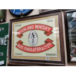 Highland Whiskey Alex Findlater Dublin framed advertising print. { 69cmH X 83cmW }.