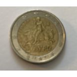 Rare 2 Euro Coin Greece Mis-minting With S in the Star 2002