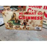 Ni Neart Go Guinness celluloid advertising show card {15 cm H x 30 cm W}.