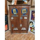 Will's Capstan oak cigarette advertising dispenser {59cm H X 39cm W X 9cm D }.