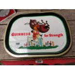 Guinness For Strength tin plate advertising drinks tray {32 cm H x 42 cm W}.