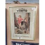 Unusual Sparkling Vimto framed advertising showcard {42 cm H x 32 cm W}.