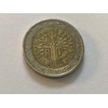 Rare 2- Euro Coin France Mis-minting - Coin decentred, stars cut off, year merges into inner ring