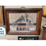 His Masters Voice Radio framed advertising print {41 cm H x 51 cm W}.