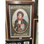 Marsh & CO. biscuits framed pictorial advertising print {66 cm H x 48 cm W}.