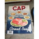 Cap Corn Beef advertising showcard { 26cm H X 20cm W }.