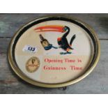 Opening Time is Guinness Time tin plate advertising drinks tray {26 cm Dia.}.