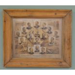 Representatives of professional Baseball in America Tobacco advertising in original pine frame {