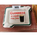 Guinness is Good For You ceramic advertising ashtray {12 cm H x 14 cm W}.