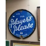 Ask For Players Please Irish Made enamel advertising sign {58 cm Dia.}.