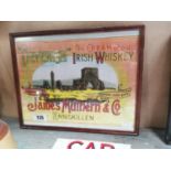 Devenish 'The Cream of Old Irish Whiskey' James Mulhern & Co Enniskillen framed advertising print {