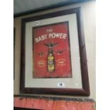 The Baby Power framed advertising print {57 cm H x 47 cm W}.