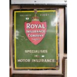 Rare Royal Insurance Company Specialists In Motoring Insurance enamel advertising sign {102 cm H x