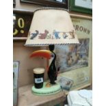 Guinness Toucan ceramic advertising lamp with original shade {43 cm H x 29 cm W}.