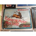 Exmoor Hunt Mixture W. O. Bigg & Co Bristol enamel advertising sign. { 77cm H X 101cm W }.