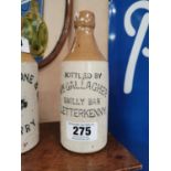 W. Gallagher Spilly Bar Letterkenny stoneware ginger beer bottle {20 cm H x 8 cm Dia.}.