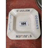Ogden's St Julien ceramic advertising ashtray { 14cm sq. }