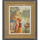 Jacob & Co. pictorial Advertising in original gilt frame {60 cm H x 49 cm W}