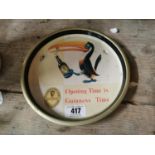 Opening Time is Guinness Time tin plate advertising drinks tray {26 cm Dia.}.