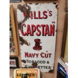 Wills's Capstan Navy Cut cigarettes enamel advertising sign {90 cm H x 46 cm W}.