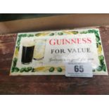 Guinness for Value celluloid advertising show card {10 cm H x 18 cm W}.