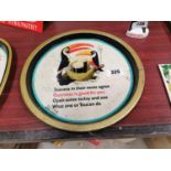 Toucans In There Nest Guinness pictorial tin plate advertising drinks tray {32 cm Dia.}.