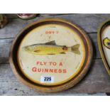 Rare Dry? Fly To A Guinness tin plate advertising drinks tray {32 cm Dia.}.