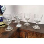 Five 19th C. whiskey glass rummers {15 cm H x 8 cm Dia.}.