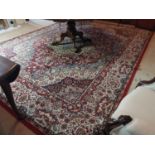 Good quality decorative carpet square in the Persian style {397 cm L x 301 cm W}.