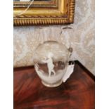 19th C. Mary Gregory clear glass water jug {15 cm H x 12 cm Dia.}.