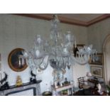 Good quality Irish cut glass twelve branch chandelier. { 82cm H X 74cm Dia }.