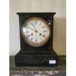 19th. C. Marble mantle clock with painted dial. { 33cm H X 27cm W X 15cm D }.