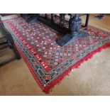 Good quality decorative Persian carpet square {327 cm L x 196 cm W}.