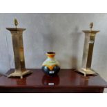 Pair of good quality brass table lamps on lions paw feet {58 cm H x 28 cm W x 18 cm D}.