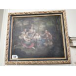 19th C. The Washer Ladies oil on canvas mounted in giltwood frame {52 cm H x 58 cm W}.